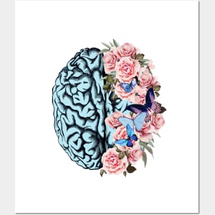 Butterflies  Blue Brain and pink roses, Positivity, Health, Mental, Depression, Anxiety, Mental Iliness Posters and Art